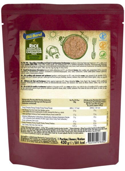 Bla Band Rice Pudding with Cinnamon & Cardamom Taste Outdoor Meal