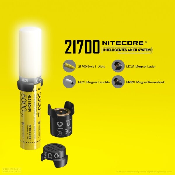 Nitecore Intelligent Battery System NL2150HPi mit Lade und Powerbank Adapter & Laterne