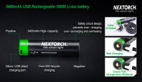 Nextorch 3400mAh 18650 (USB) Akku